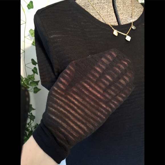 Dynamite jet black sheer striped top. - Picture 3 of 5
